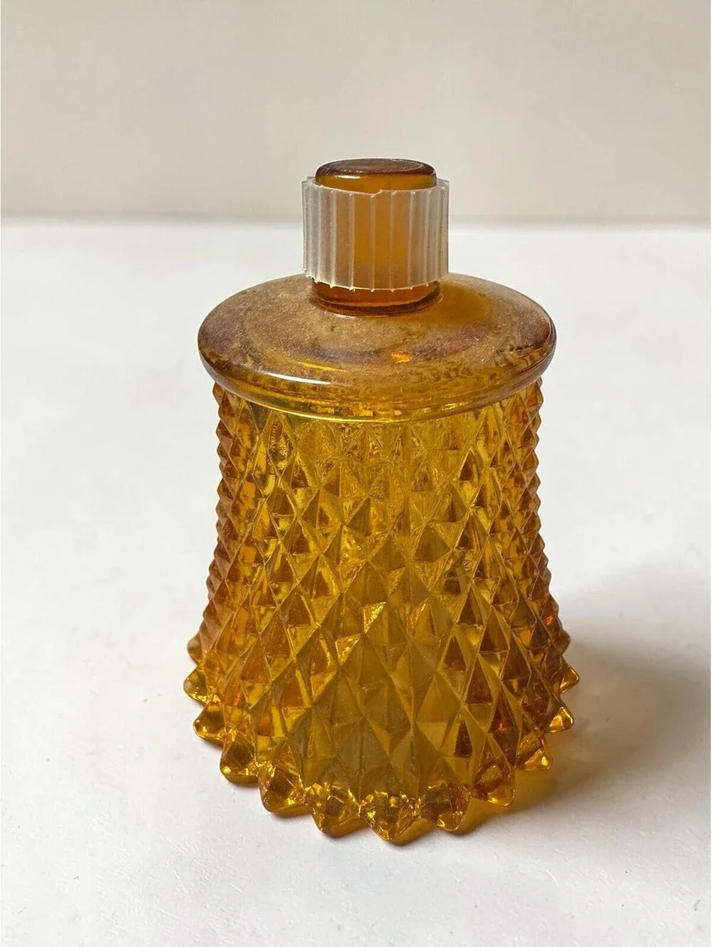 Homco Diamond Point Votive Amber Peg Sconce Candle Holder Vintage